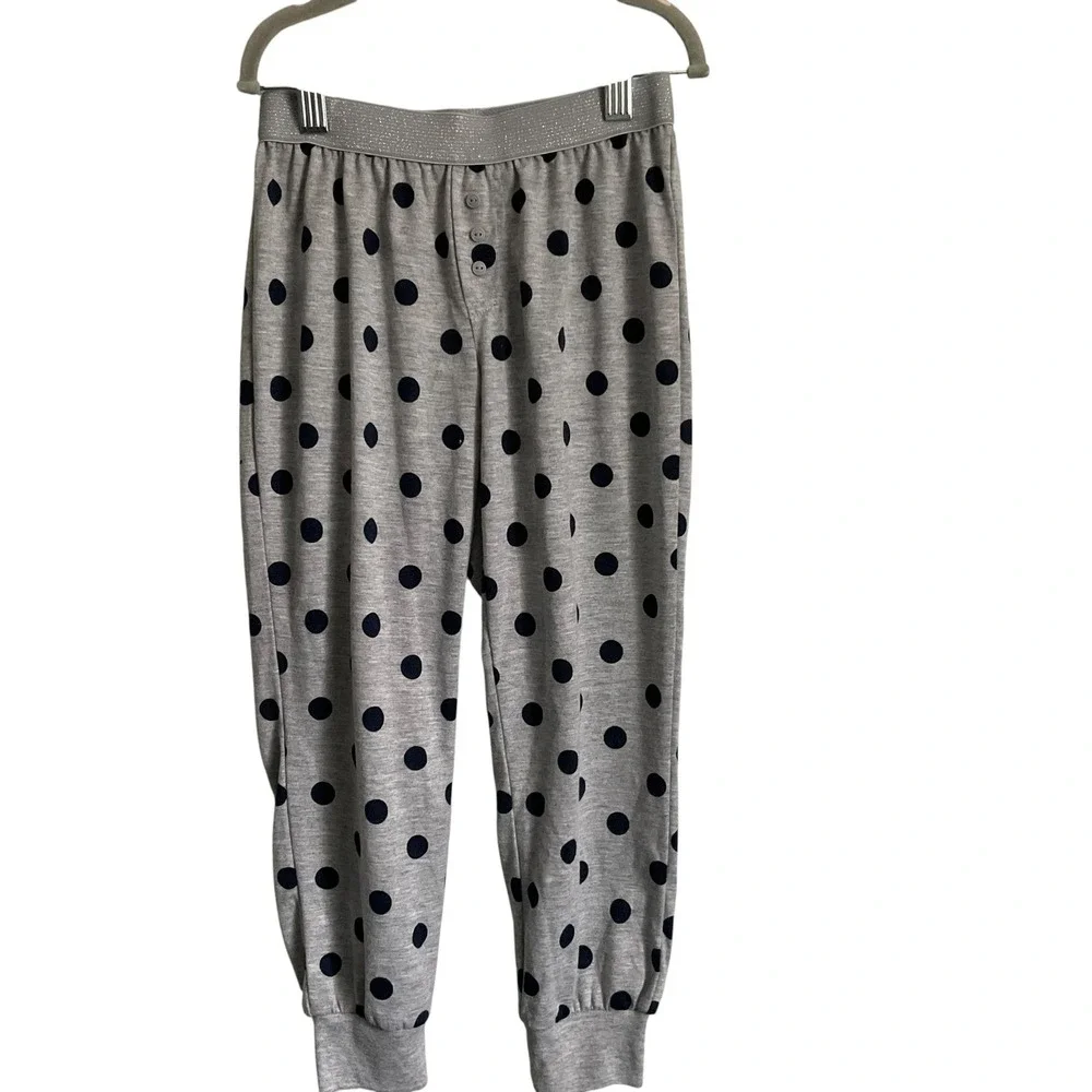 Gap Kids Pajama Set Size 6 Gray Polka Dot Excellent Long Sleeve Joggers